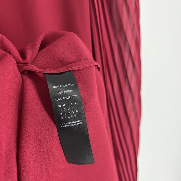 White House Black Market Top Size 6 Womens Red Semi Sheer Tassel Tie Lace Up - Picture 8 of 9